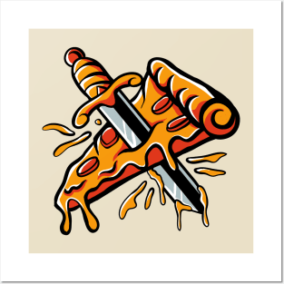 stabbed pizza Posters and Art